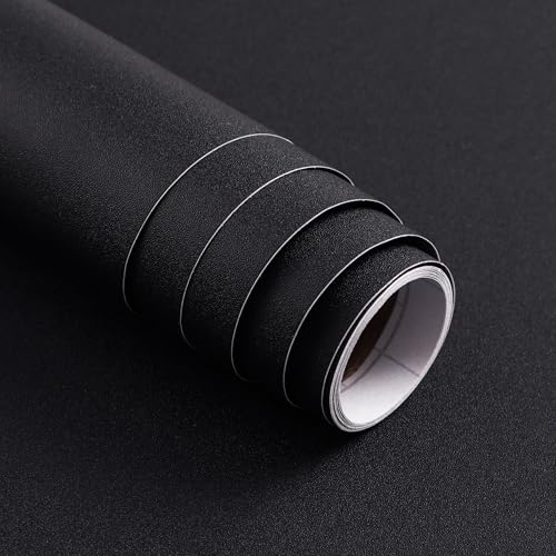 Micpolo 15.7" x 197" Black Wallpaper Matte Black Contact Paper Self Adhesive Peel and Stick Wallpaper Removable Vinyl Film Decorative for Desk Wallcovering Furniture Countertop Cabinet - Image 1