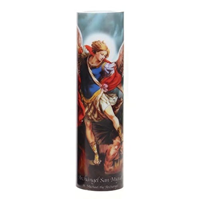 Stonebriar St. Micheal Flameless LED Devotional Prayer Candle with Automatic Timer - Image 4