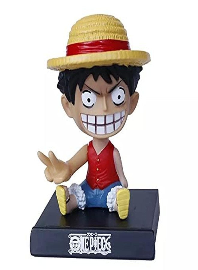 Abelestore Super Hero_Zenitsu_Demon Slayer Action Figure Limited Edition Bobblehead with Mobile Holder for Car Dashboard, Office Desk & Study Table (Pack of 1) (Monkey D Luffy-2 Bobblehead) - Image 1