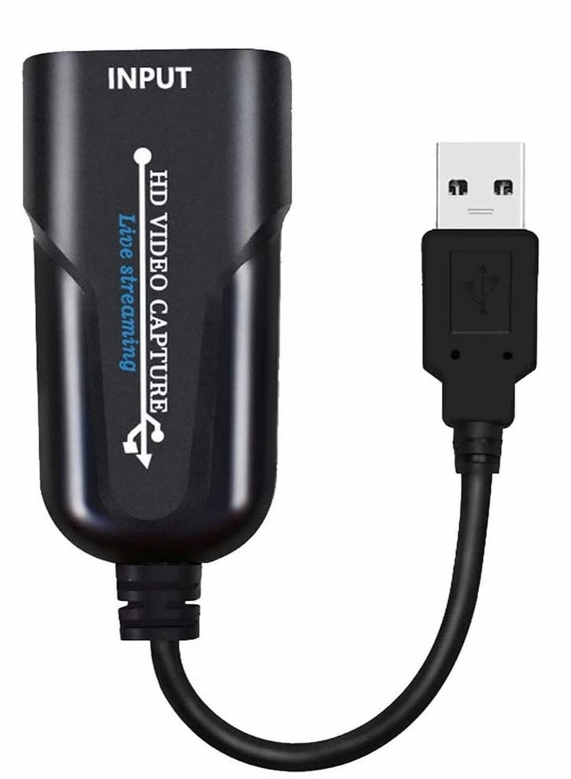 كابتن تيك محول USB إلى HDMI محول الفيديو ، بطاقة الألعاب ، التقاط الصوت ، جهاز نقل الفيديو ، محول كابل الجرافيكس متوافق مع جهاز عرض الكمبيوتر المحمول ، جهاز عرض كاميرا HDTV ، صندوق علوي ، أسود - Image 1