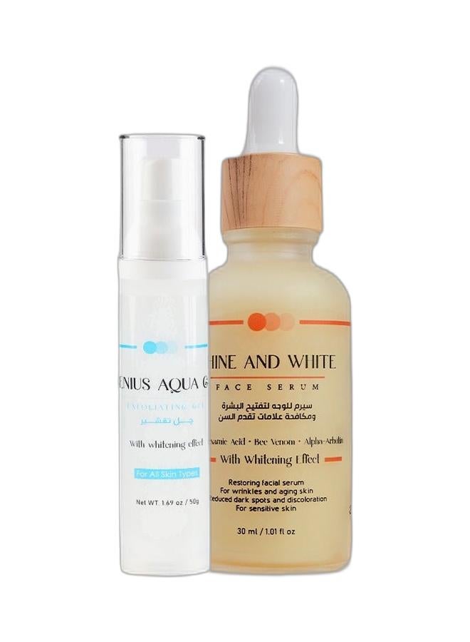 So Sandy Genius Aqua Exfoliating Gel with whitening Effect + Shine and white Face Serum -  Bundle - Image 1