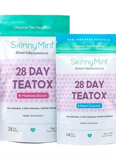 Original 28 Day Detox Tea Kit- Ultimate TeaTox Programme- All Natural Morning Boost and Night Cleanse Detox Tea- Helps Alleviate Bloating and Boost Energy