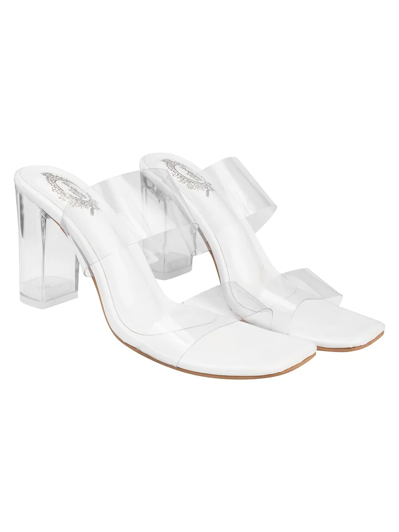 شوتوبيا Shoetopia Stylish Trasparent Detailed  Block Heels For Women & Girls