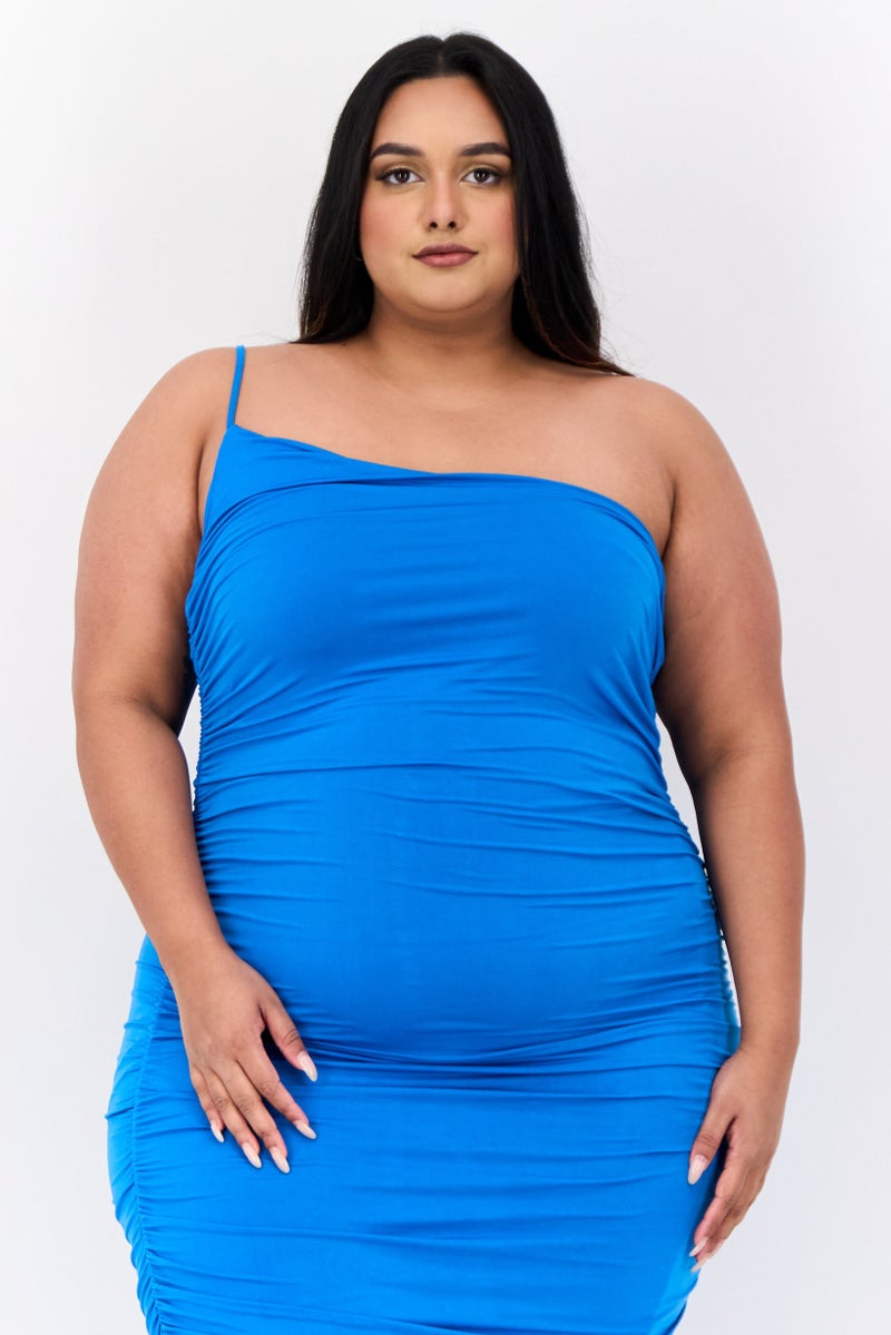 PUBLIC DESIRE فستان ضيق بسيط للنساء، أزرق - Image 3