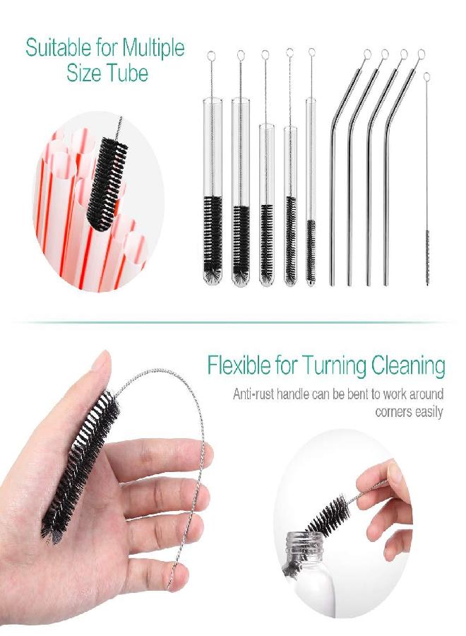 ORIA Cleaning Brush Set, Bottle Brush Cleaner, 9.8 inch Tube Brushes, Water Bottle Cleaning Brush, Kitchen Wire Scrub Set for Lab Clean, Drinking Straw, Wine Bottle, Cup, Pipes, Keyboard, Set of 10 - Image 4