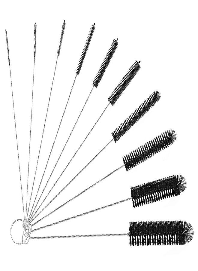 ORIA Cleaning Brush Set, Bottle Brush Cleaner, 9.8 inch Tube Brushes, Water Bottle Cleaning Brush, Kitchen Wire Scrub Set for Lab Clean, Drinking Straw, Wine Bottle, Cup, Pipes, Keyboard, Set of 10 - Image 1