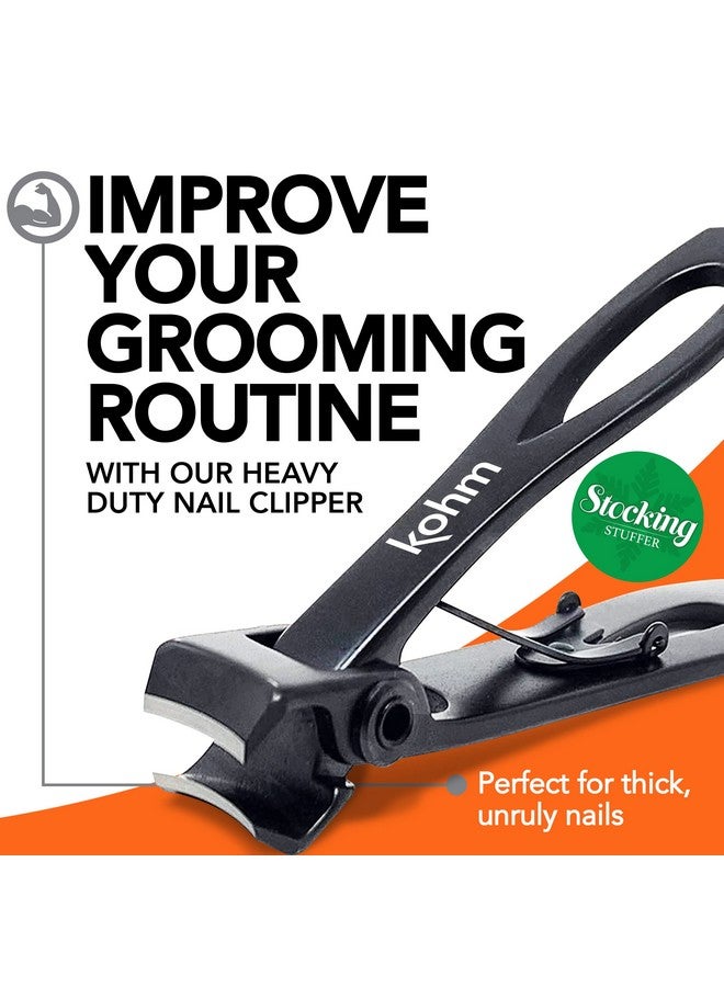 Kohm Nail Clippers For Thick Nails Heavy Duty Sharp Wide Mouth Professional Fingernail And Toenail Clippers For Men Women & Seniors Black - Image 2