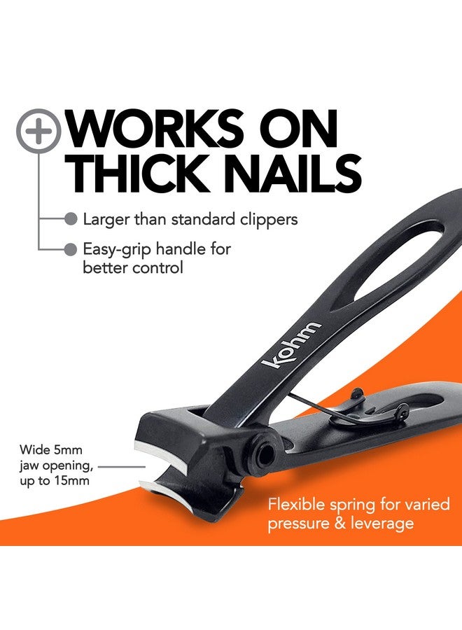 Kohm Nail Clippers For Thick Nails Heavy Duty Sharp Wide Mouth Professional Fingernail And Toenail Clippers For Men Women & Seniors Black - Image 4