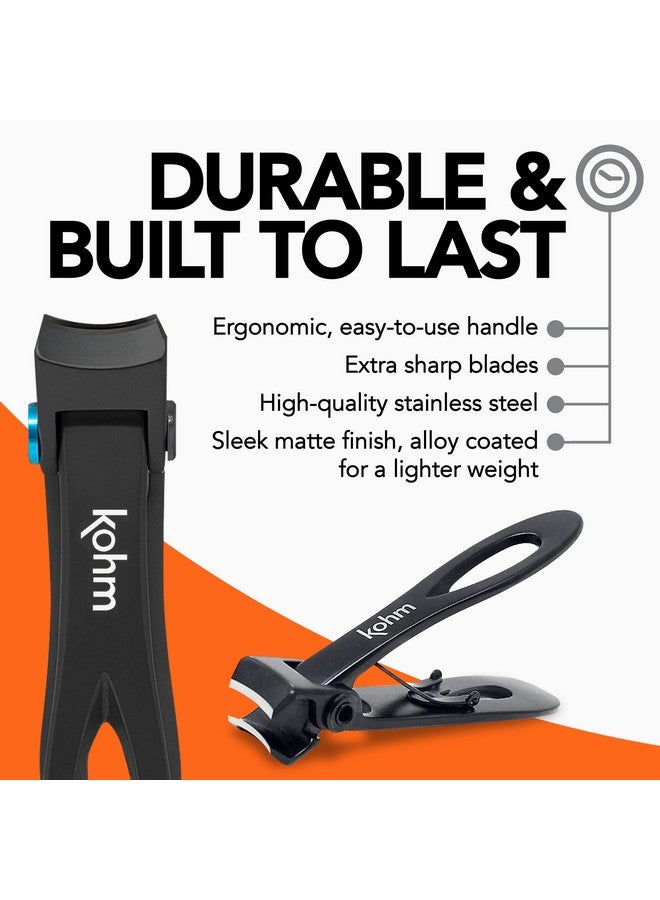 Kohm Nail Clippers For Thick Nails Heavy Duty Sharp Wide Mouth Professional Fingernail And Toenail Clippers For Men Women & Seniors Black - Image 3