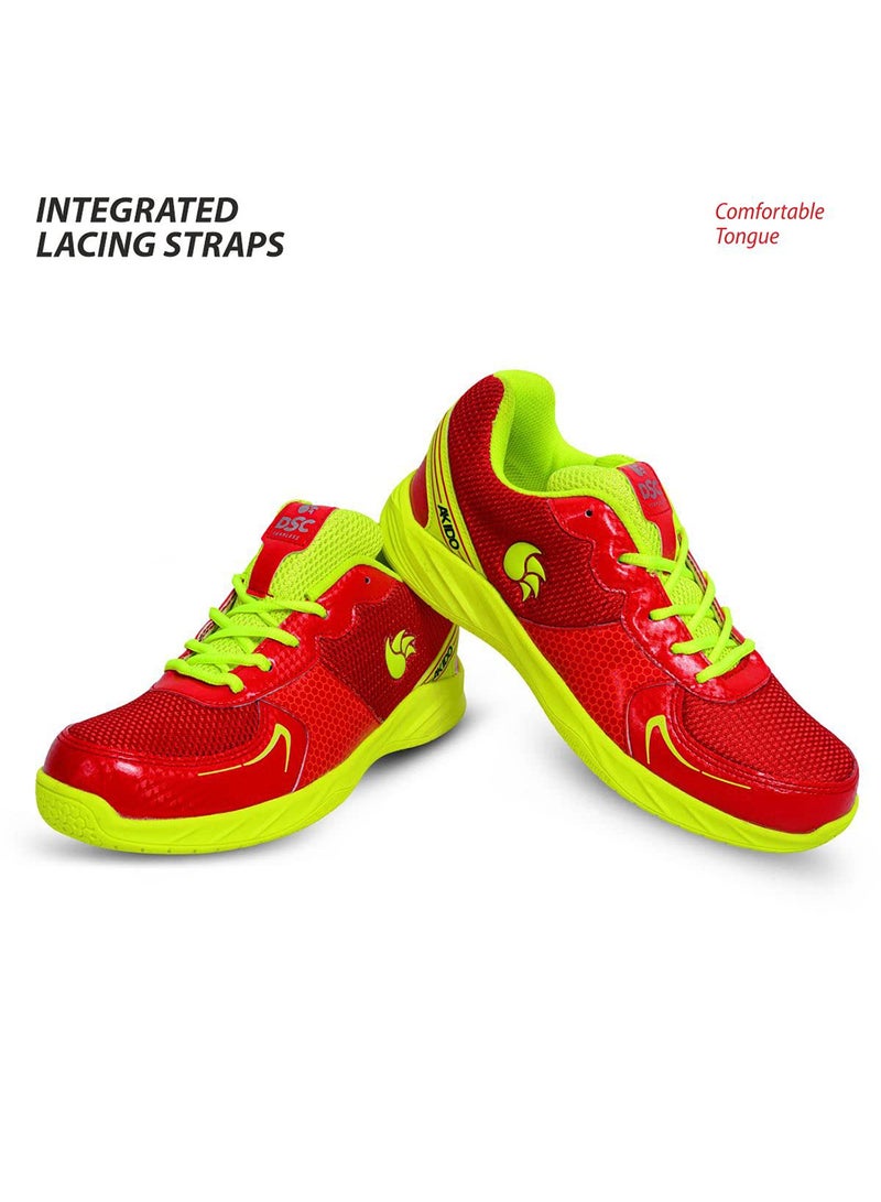 DSC Akido Badminton Shoes | 4 UK / 5 US / 38 EU | Material: Leather | For Kids | Lightweight and Durable | Better cushioning | Integrated lacing straps | Comfortable and Breathable - Image 2