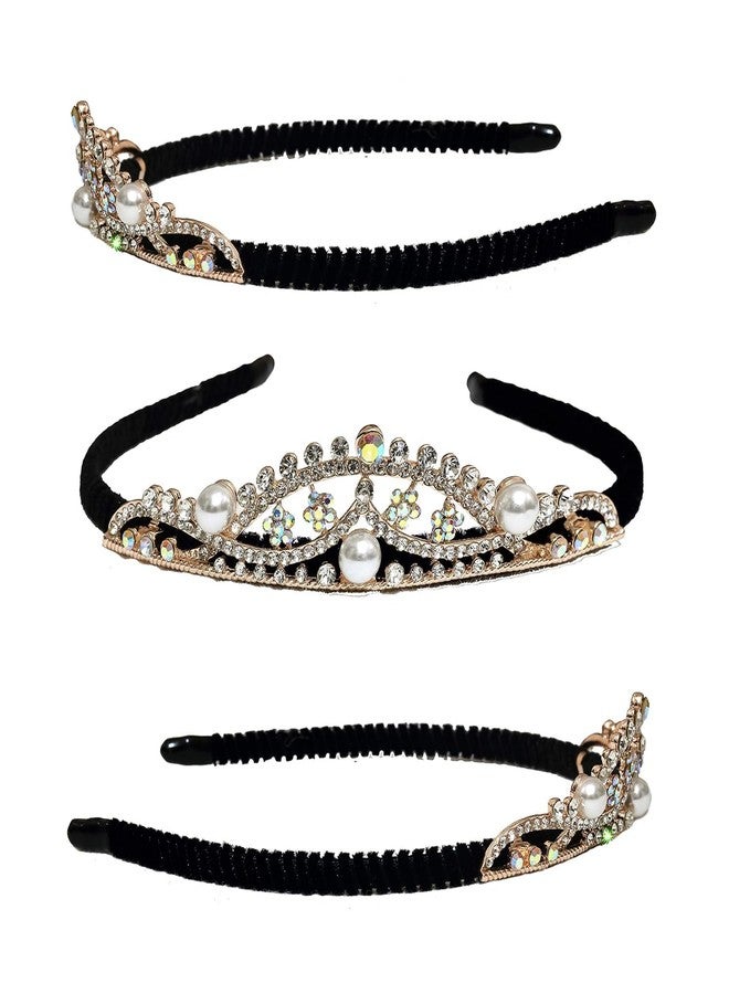 Rapidsflow Golden Crown Alloy Steel Hair Bands With Stones For Women, Girls And Kids - Gold - Image 5
