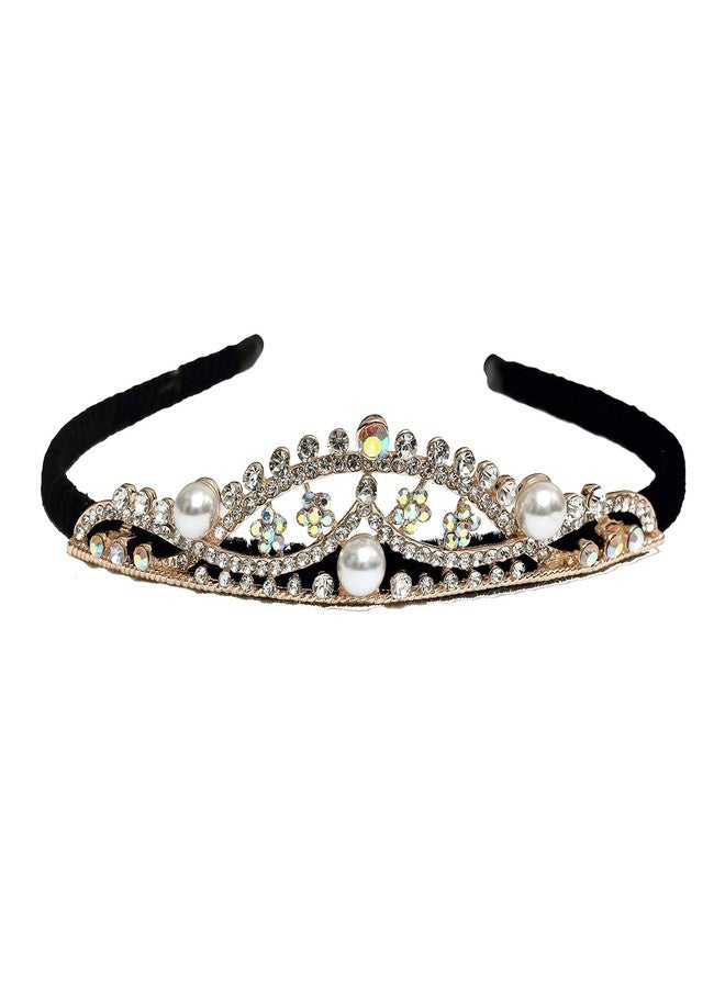 Rapidsflow Golden Crown Alloy Steel Hair Bands With Stones For Women, Girls And Kids - Gold - Image 1