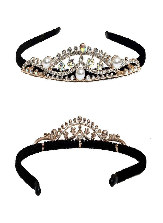 Rapidsflow Golden Crown Alloy Steel Hair Bands With Stones For Women, Girls And Kids - Gold - Image 4