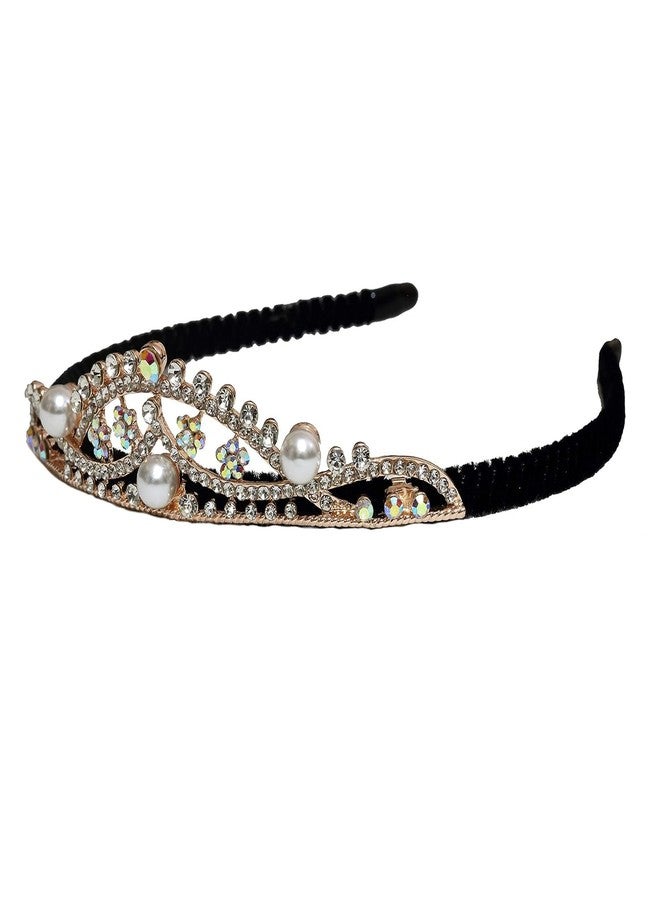 Rapidsflow Golden Crown Alloy Steel Hair Bands With Stones For Women, Girls And Kids - Gold - Image 3