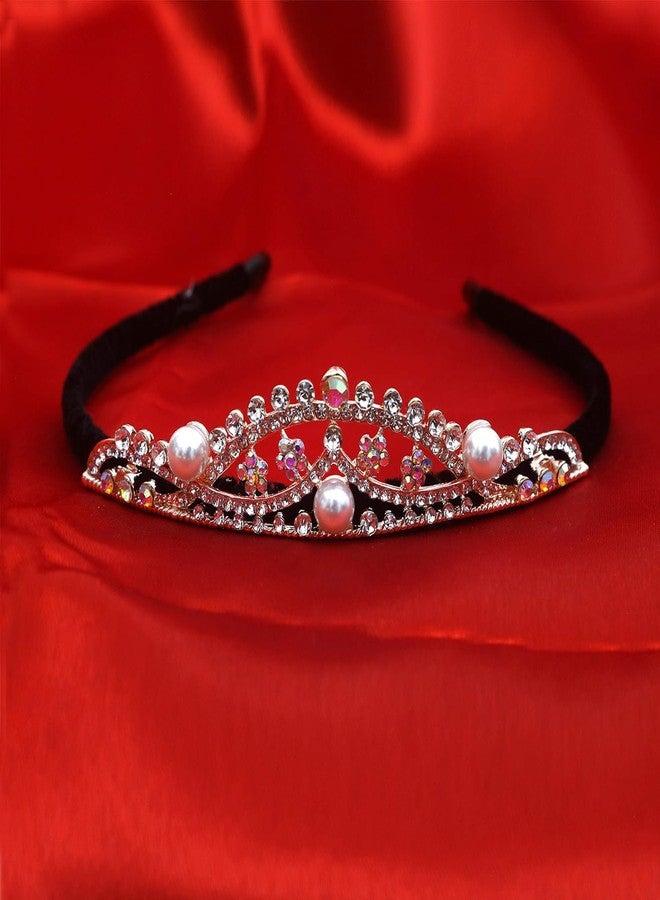 Rapidsflow Golden Crown Alloy Steel Hair Bands With Stones For Women, Girls And Kids - Gold - Image 2