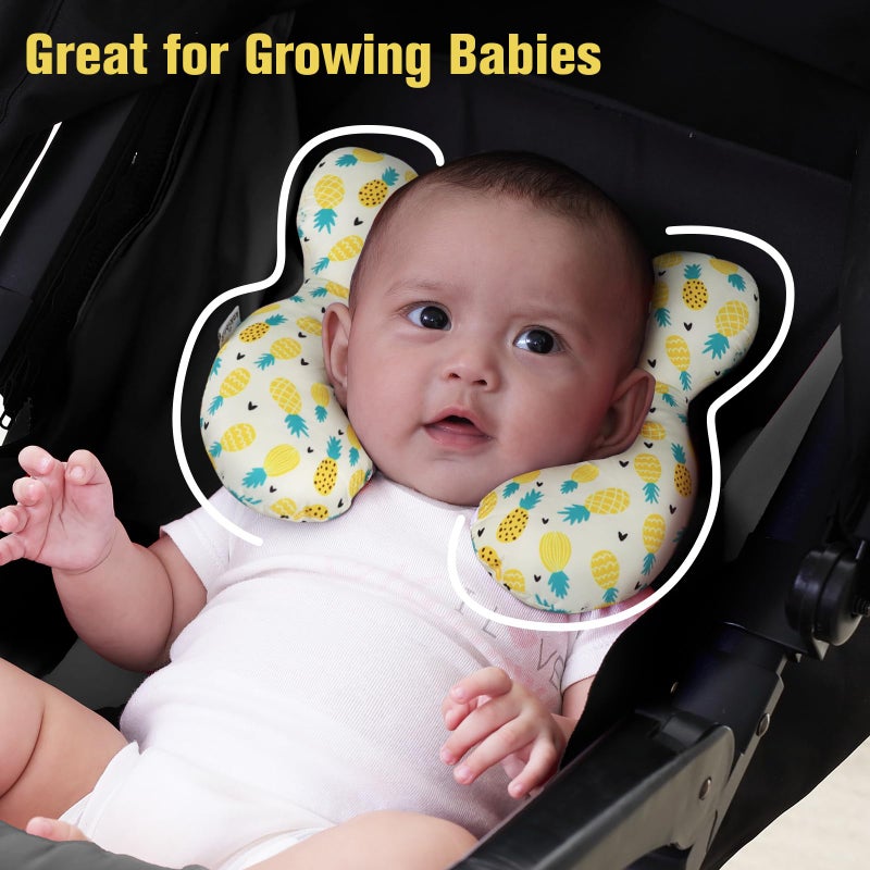KAKIBLIN Baby Travel Pillow, Upgraded Baby Neck Pillows for Car Seat Toddler Head and Neck Support Pillow,Support Pillows for Car Seat, Pushchair,Travel (Pineapple) - Image 4