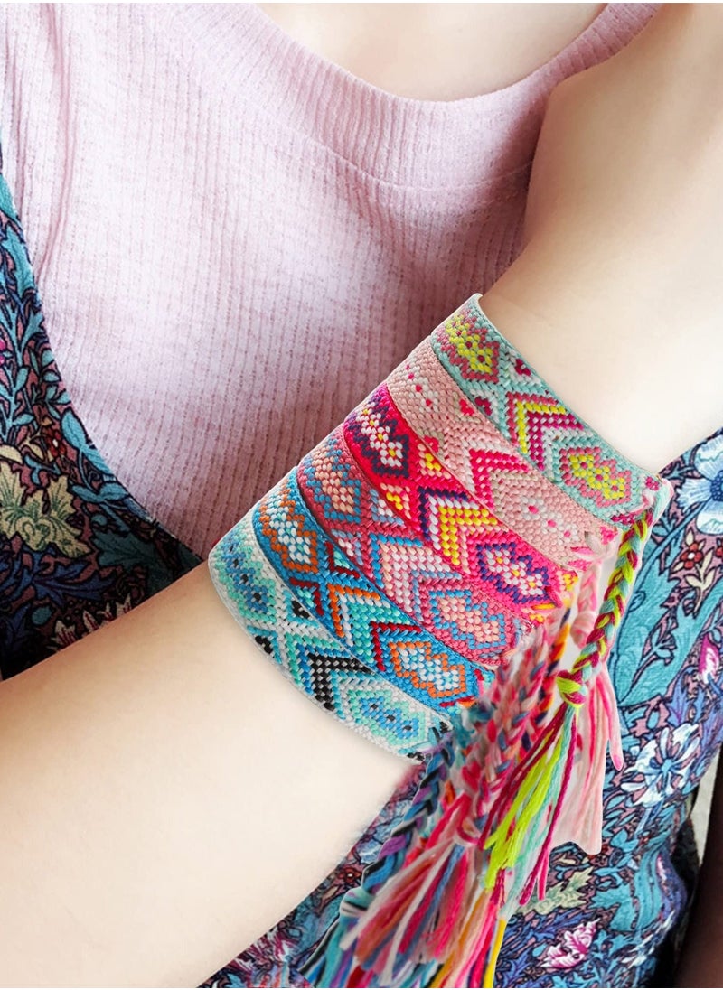 Captaintech 12 Pcs Nepal Woven Friendship Bracelets Handmade Braided String Adjustable Bulk Bracelet for Women Kids Girls  - Image 4