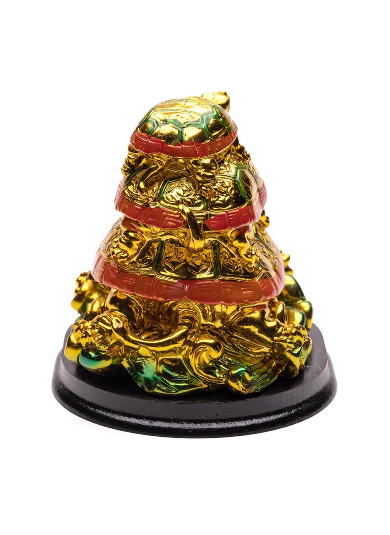Plus Value Plus Value Fibre Feng Shui Vastu 3 Tier Triple Layer Tortoise Symbol of Longevity Showpiece Statue Home and Office Decor Gifting 3 Inch Multicolour  - Image 3