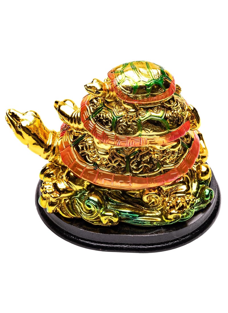 Plus Value Plus Value Fibre Feng Shui Vastu 3 Tier Triple Layer Tortoise Symbol of Longevity Showpiece Statue Home and Office Decor Gifting 3 Inch Multicolour  - Image 1