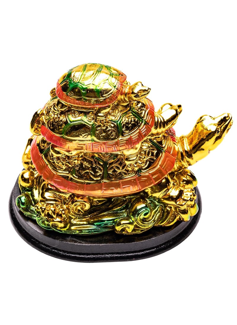 Plus Value Plus Value Fibre Feng Shui Vastu 3 Tier Triple Layer Tortoise Symbol of Longevity Showpiece Statue Home and Office Decor Gifting 3 Inch Multicolour  - Image 4
