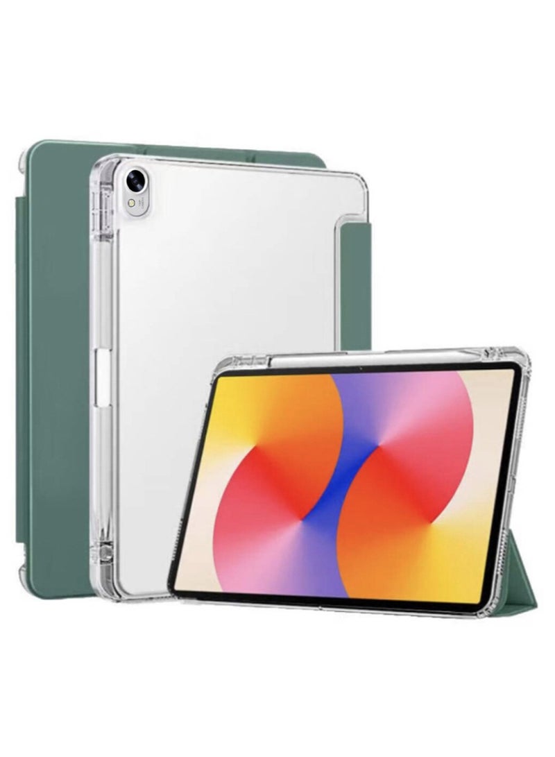 for HUAWEI MatePad 11.5 inch/Air 11.5Case Cover ,Transparent Airbag With Pen Slot For Anti Drop, Tablet Protective Cover, Triple Fold Multi Angle Design, Automatic Wake-up/sleep, Soft Leather，Green - Image 1