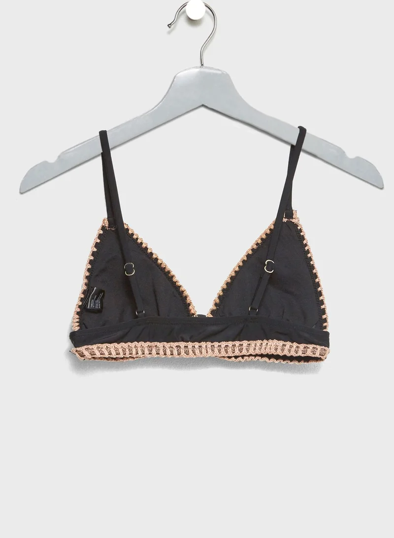 TOPSHOP Crochet Embroidered Triangle Bikini Top