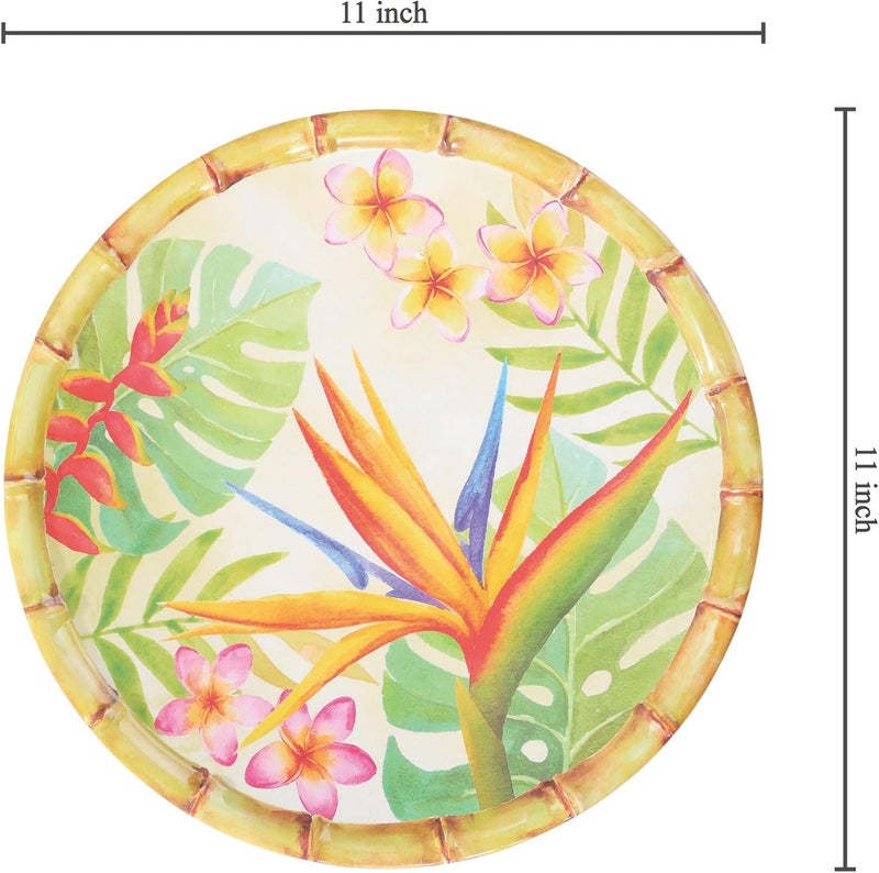 UP UPware Bird of Paradise Melamine Dinner Plate Set Round Plates with Bamboo Edge for Main course Pasta and Salad BPAFree Dishwasher Safe Multicolor 11 Inch Set of 6 - Image 4