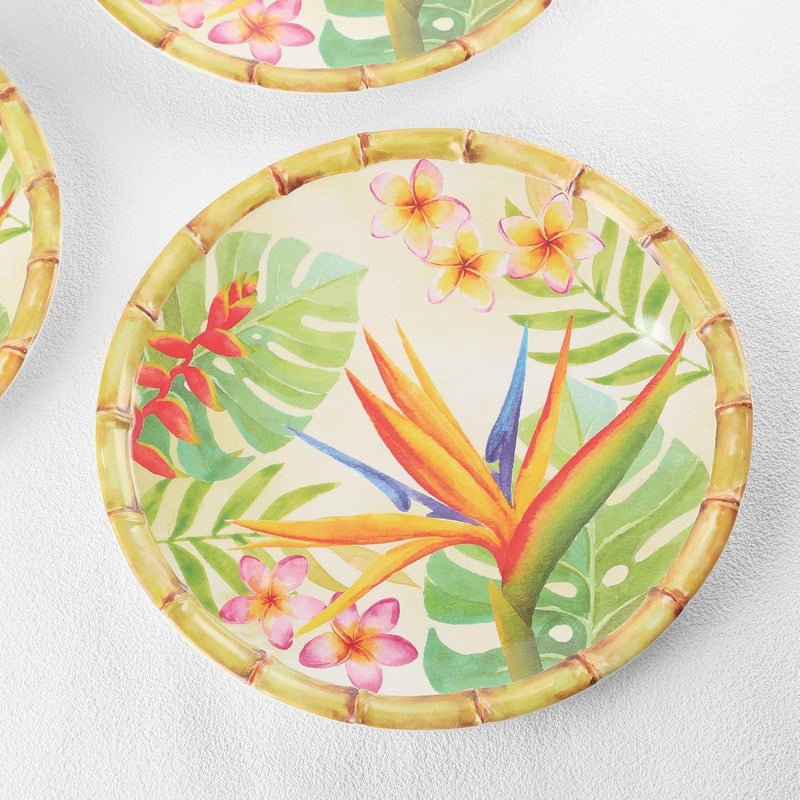 UP UPware Bird of Paradise Melamine Dinner Plate Set Round Plates with Bamboo Edge for Main course Pasta and Salad BPAFree Dishwasher Safe Multicolor 11 Inch Set of 6 - Image 2
