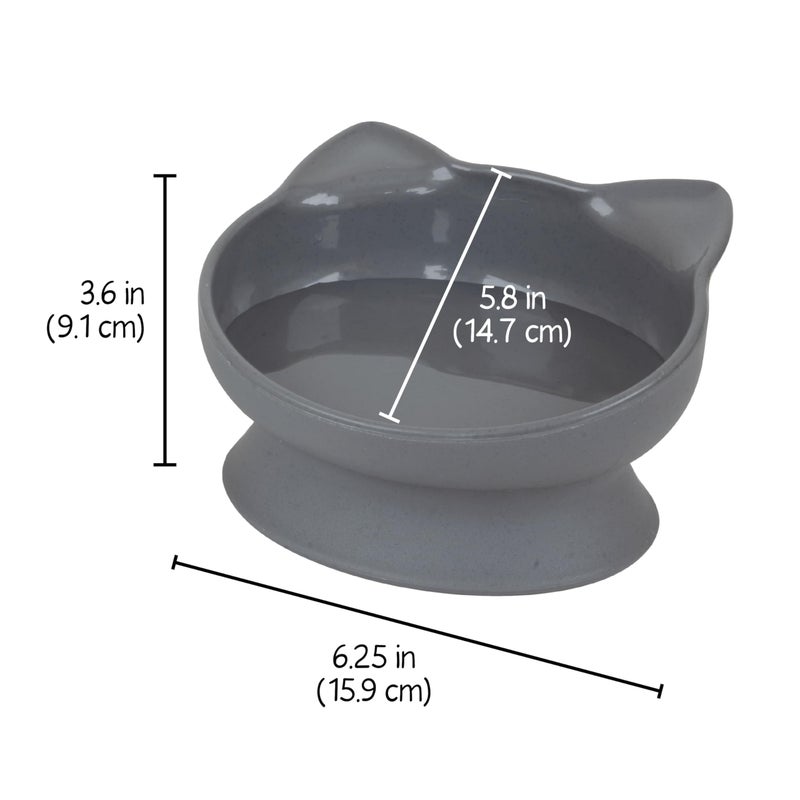 Kitty City Elevated Cat Bowls (Set of 2), Whisker-Friendly Raised Cat Food & Water Dishes, Modern Pedestal Design, Dishwasher Safe, 10.8 oz Each â€“ White & Gray - Image 4