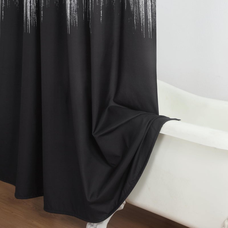 BESTRIPES Fabric Shower Curtain  Black and White Microfiber Cloth Shower Curtains for Bathroom  Modern Waterproof Bathroom Curtains  72"" W x 72"" H - Image 5