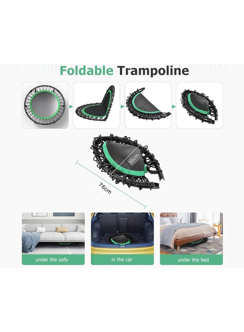 العضلات المرنة فليكسي ماسلز – ترامبولين لياقة صغير قابل للطي مقاس 40 بوصة للبالغين مع حبال بنجي وبار أمان، يتحمل حتى 150 كجم، مثالي للتمارين داخل المنزل وخارجه. - Image 4