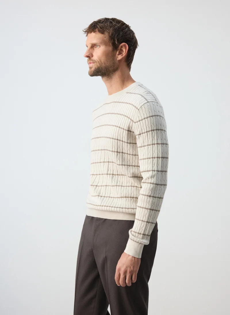 Mango Man  Cotton-lyocell blend cable-knit jumper for Men | Best Price UAE