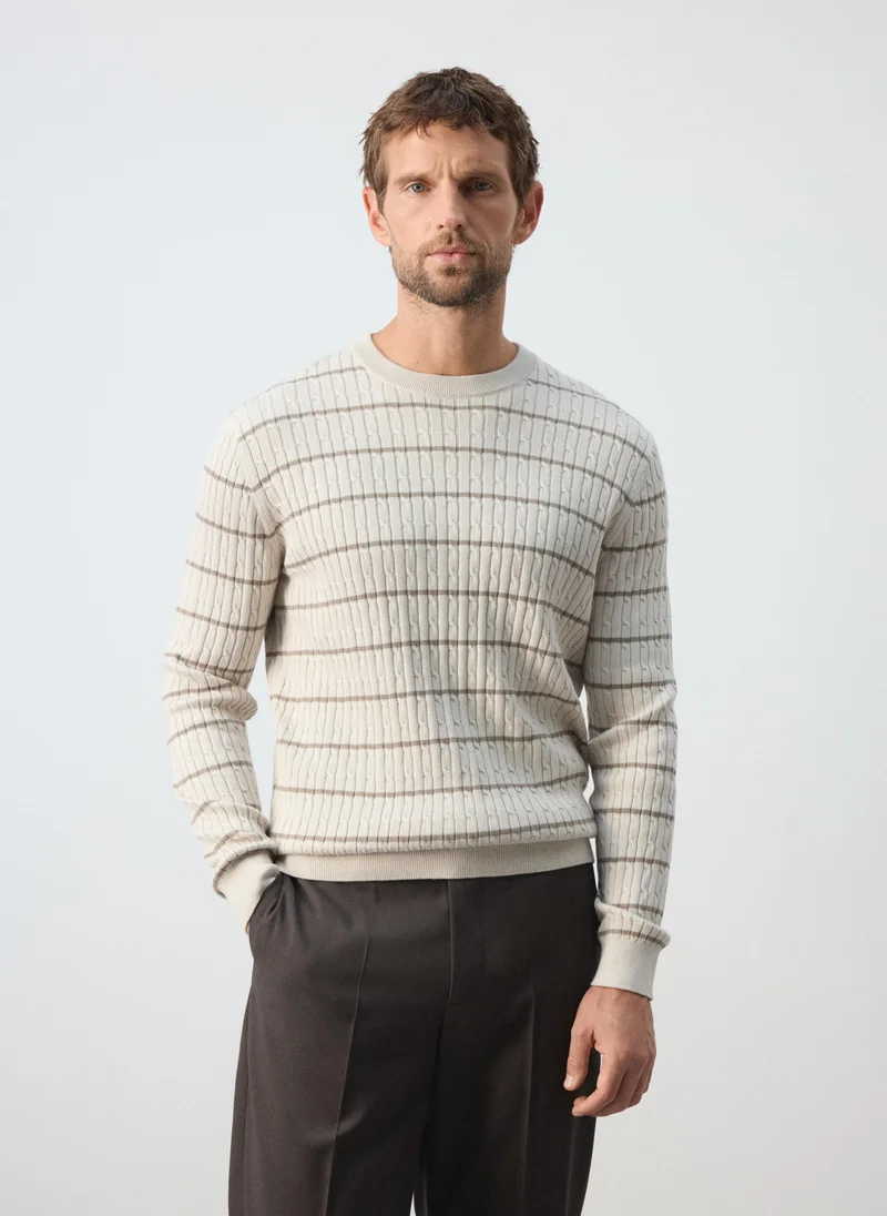 مانجو مان Cotton-lyocell blend cable-knit jumper