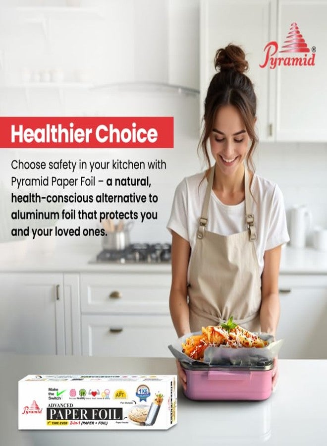 Pyramid Advance Paper Foil 1 Kg, Food Wrapping Paper +Aluminium Foil, 2 in 1 Benefits, New Method to Pack Food, Healthy, Safe & Environment Friendly - Image 5