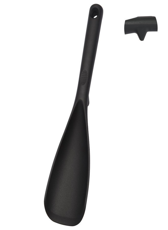 Cooptop 12.6" Extra Long Silicone Spatula Spoon for Nonstick Cookware, Seamless One-Piece Design Cooking Spoon with Built-in Tool Rest for Mixing, Scoop and Scrape, Dishwasher Safe (Black) - Image 1