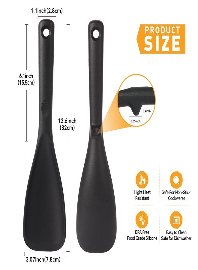 Cooptop 12.6" Extra Long Silicone Spatula Spoon for Nonstick Cookware, Seamless One-Piece Design Cooking Spoon with Built-in Tool Rest for Mixing, Scoop and Scrape, Dishwasher Safe (Black) - Image 2