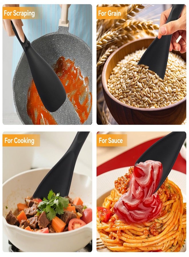 Cooptop 12.6" Extra Long Silicone Spatula Spoon for Nonstick Cookware, Seamless One-Piece Design Cooking Spoon with Built-in Tool Rest for Mixing, Scoop and Scrape, Dishwasher Safe (Black) - Image 4