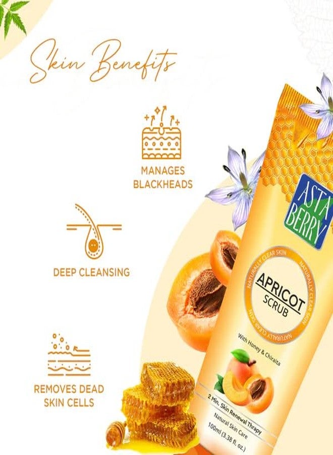 Astaberry Apricot Scrub with Honey and Chicory, Deep Cleansing Face Exfoliant for Blackheads and Dead Skin Cells, Natural Skin Care, 50 ML pack of 3 - Image 2