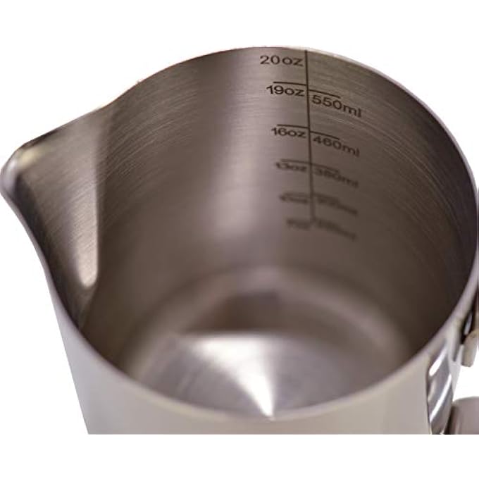 SCIENISH Espresso Steaming PitcherCoffee Milk Frothing CupCoffee Steaming Pitcher With A Barista Pen For Cappuccino And Latte Shiny Silver 600 Ml - Image 4