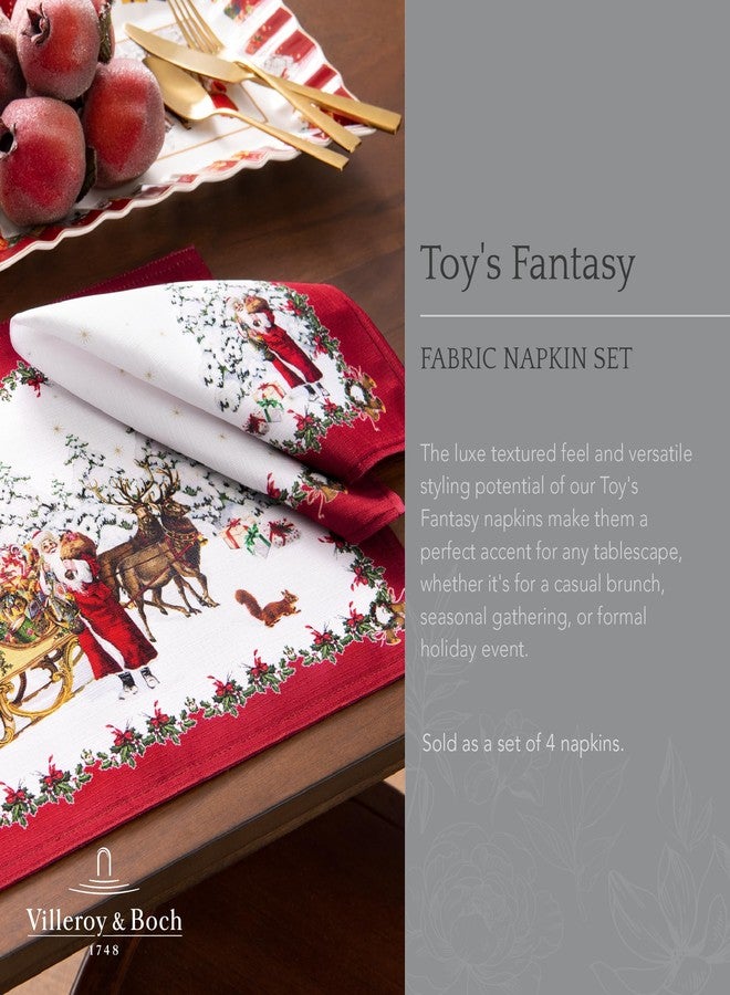 إلرين مجموعة مناديل Elrene Home Fashions Villeroy & Boch Toy's Fantasy Holiday المصممة هندسيًا، 4 قطع، 17 بوصة × 17 بوصة، متعددة الألوان - Image 2