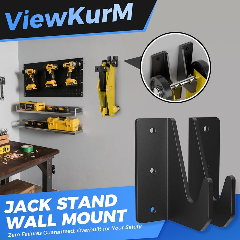ViewKurM Jack Stand Wall Mount，Heavy-Duty Floor Jack Holder Hook,Stainless Steel Storage Rack Organizer for Hydraulic Floor Jack&Car Trailers,Max Load 660LB,Fits 2-3 Ton Jacks - Image 5