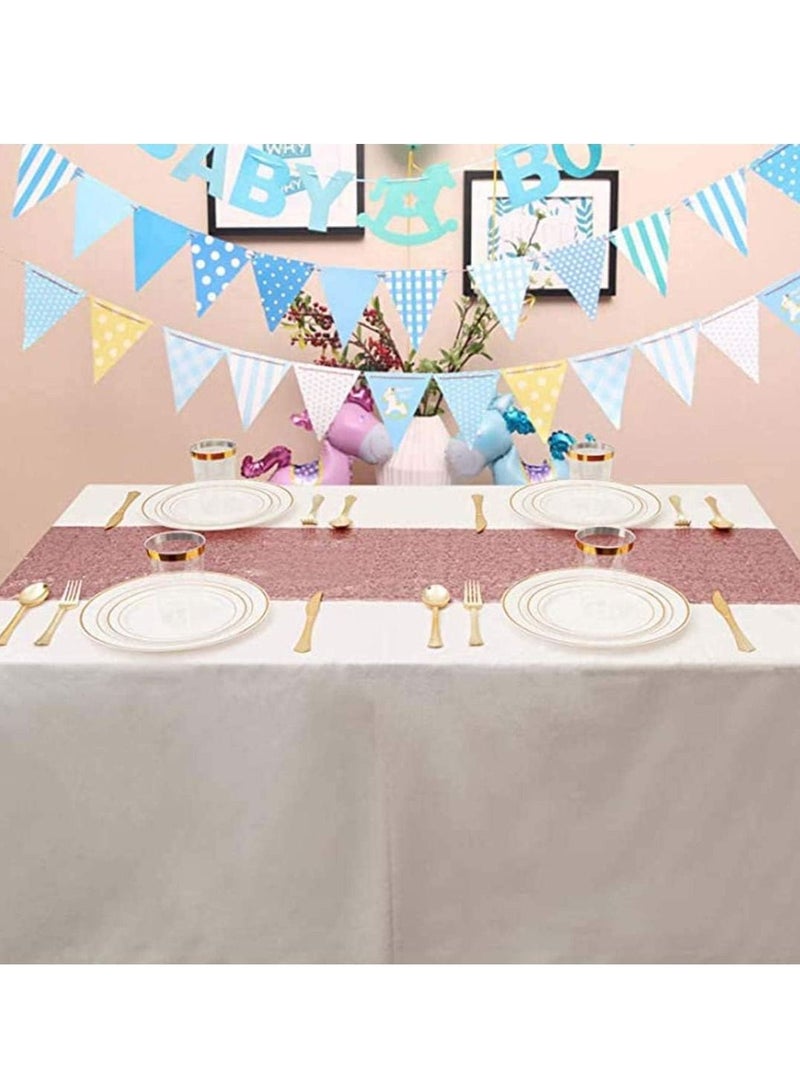 SYOSI 50 Transparent Cups with Rose Gold Rim 12oz Recyclable Clear Drinking Tumblers for Wedding Party Birthday Dinner Occasions - Image 5