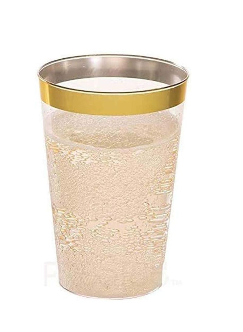 SYOSI 50 Transparent Cups with Rose Gold Rim 12oz Recyclable Clear Drinking Tumblers for Wedding Party Birthday Dinner Occasions - Image 4