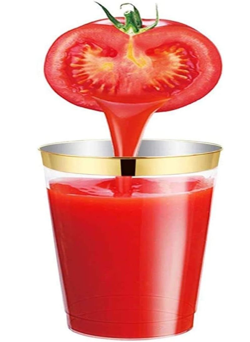 SYOSI 50 Transparent Cups with Rose Gold Rim 12oz Recyclable Clear Drinking Tumblers for Wedding Party Birthday Dinner Occasions - Image 3