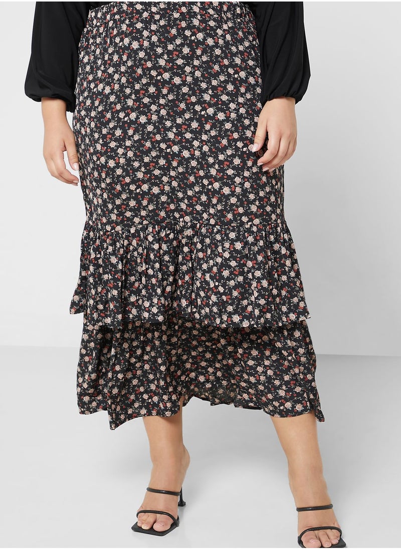 Ginger Plus - Tiered Frill Detail Skirt - Image 1