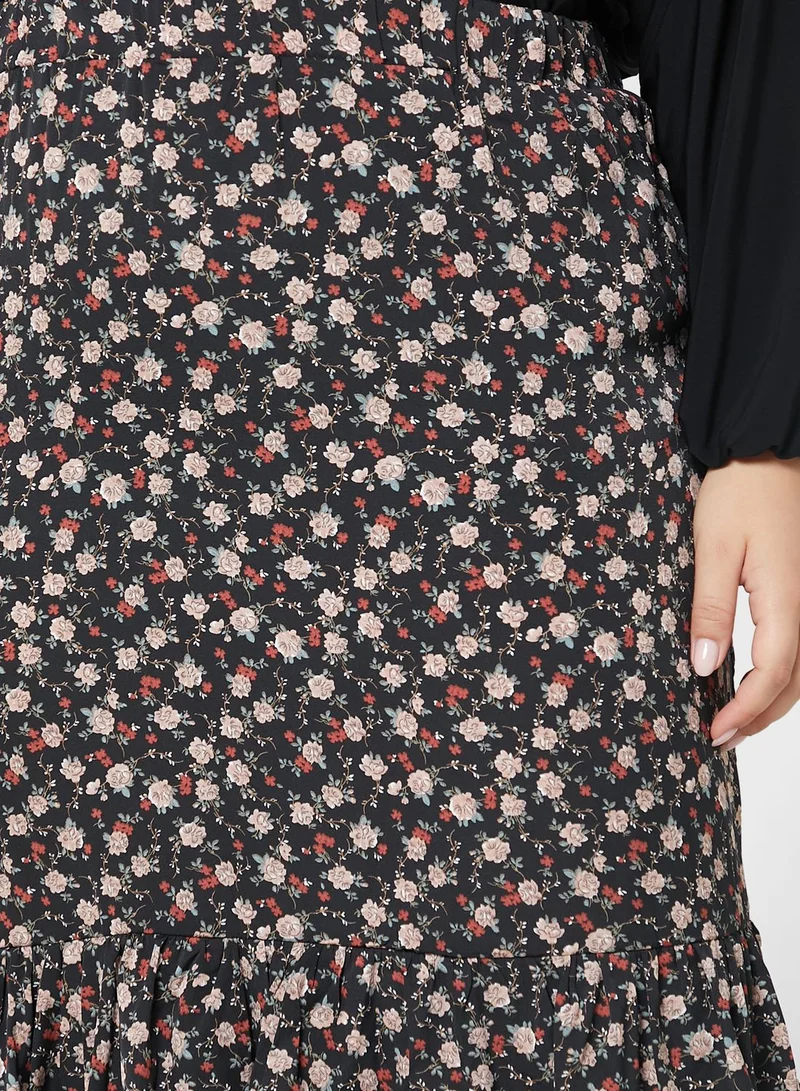 Ginger Plus Tiered Frill Detail Skirt