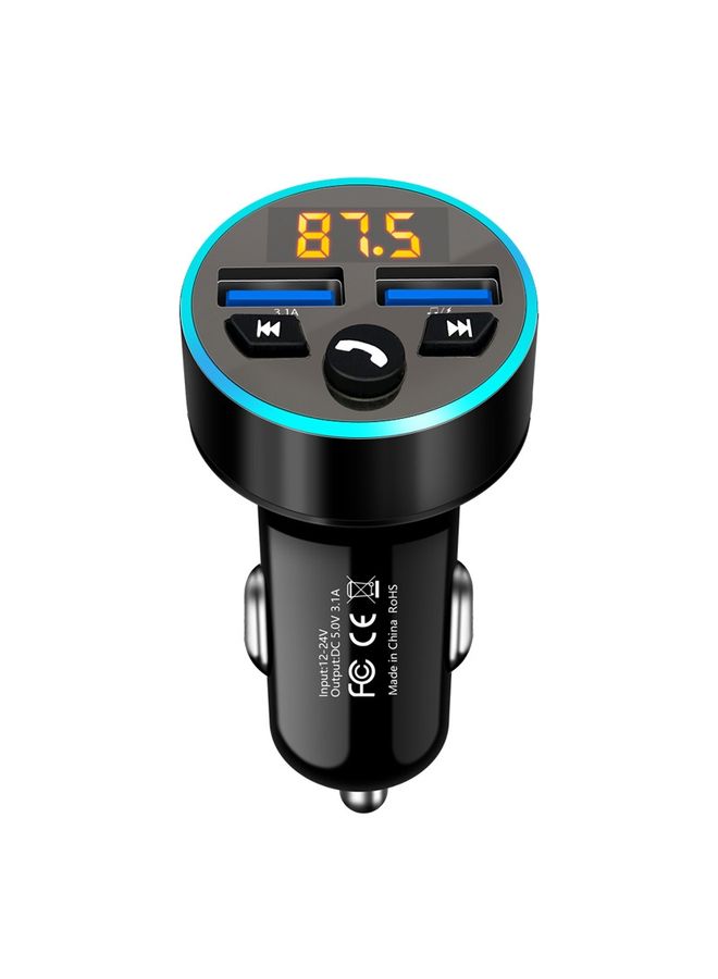 Halo Car MP3 Bluetooth Player Car Charger Car FM Transmitter 3.1A Car Charger(Elegant Black)