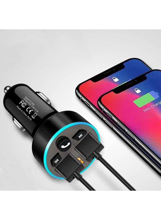 Halo Car MP3 Bluetooth Player Car Charger Car FM Transmitter 3.1A Car Charger(Elegant Black)