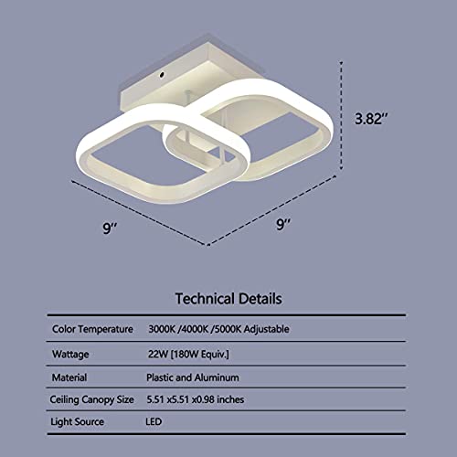 RJ 22W Square Modern Ceiling Light for Bedroom, Living Room, Kitchen, Hallway & Balcony | Cool White, Warm White & Natural White | Energy Saving LED Ceiling Lamp | 2 Years Warranty - Image 2