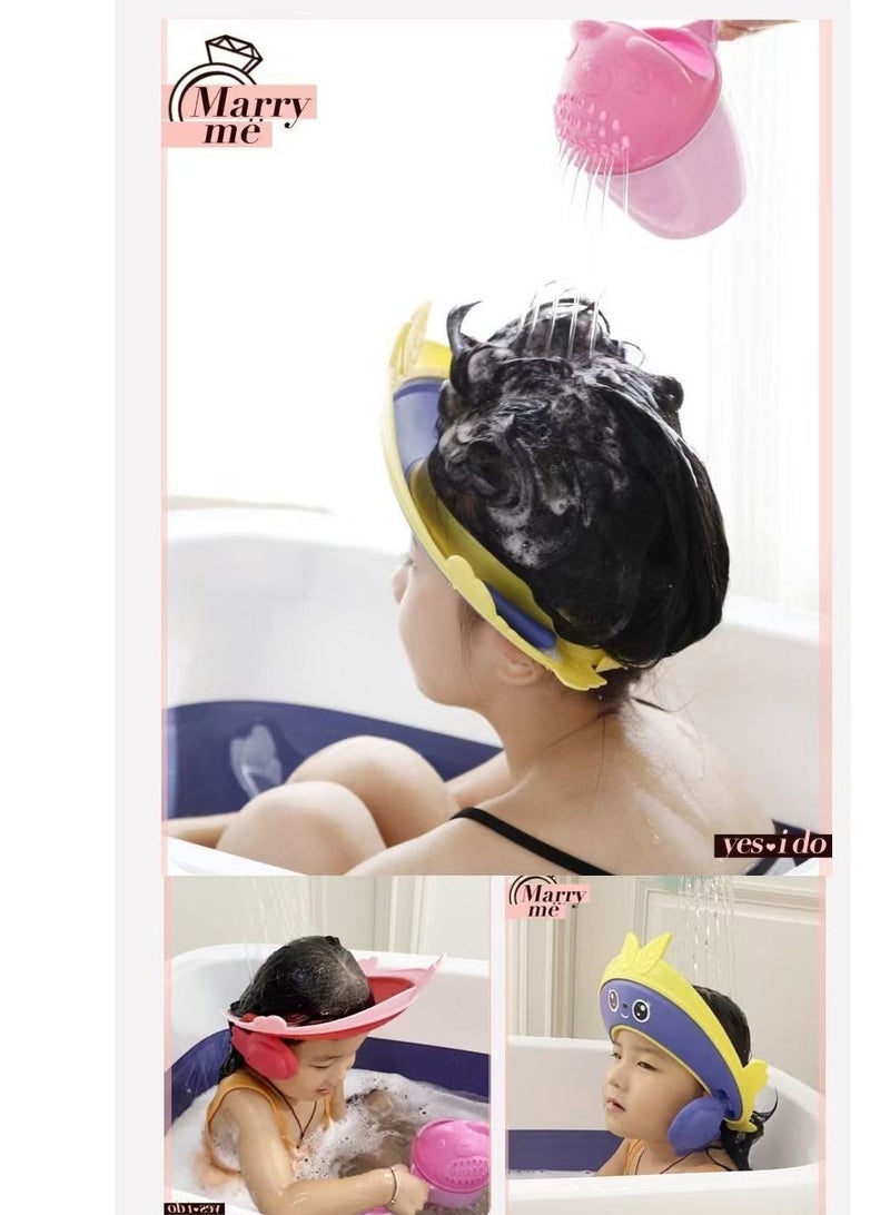 Children's Shampoo Cap Water-Proof Baby Adjustable Ear Protection Waterproof Child Soft Rubber Shampoo Cap Artifact Baby Bath - Image 4